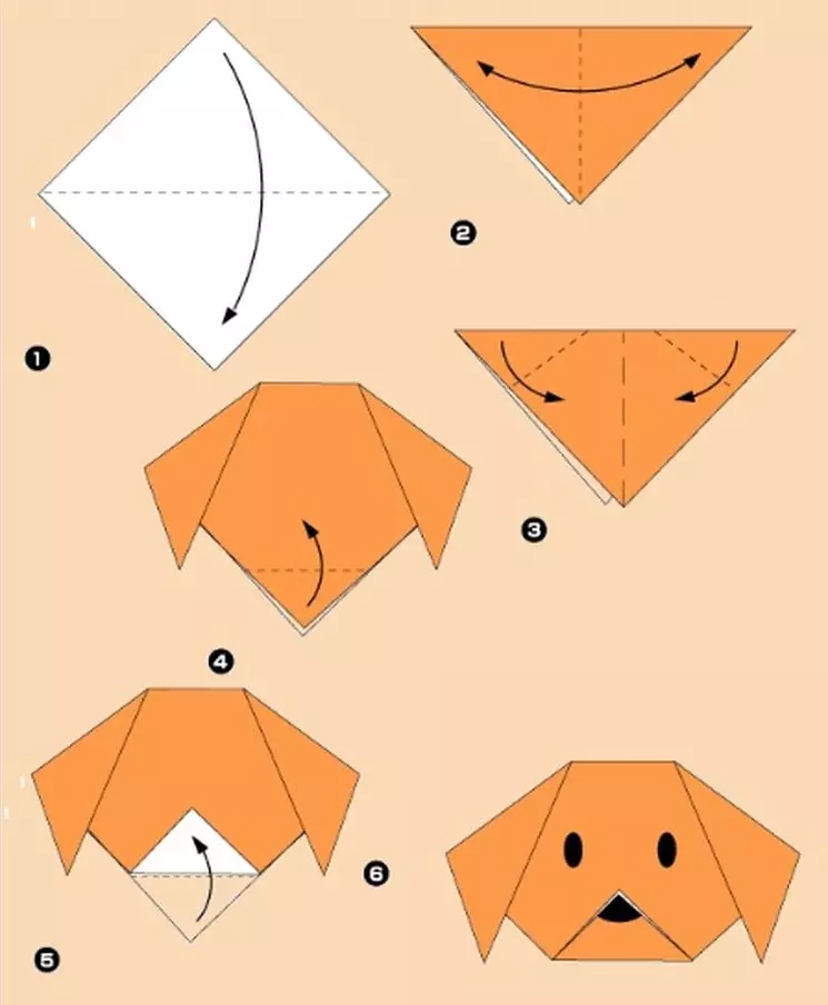 Как сделать из бумаги собаку оригами своими руками