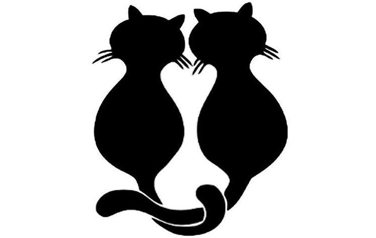 Силуэт влюбленных кошек