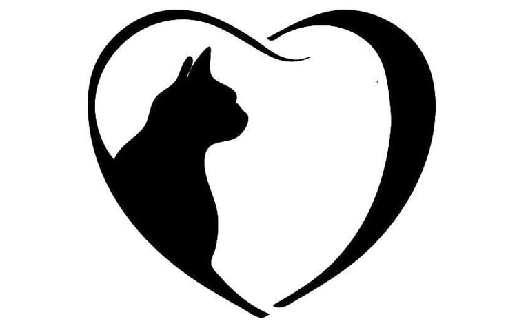 Силуэт кошки в сердце