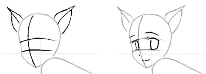 Как нарисовать девушку кошку аниме