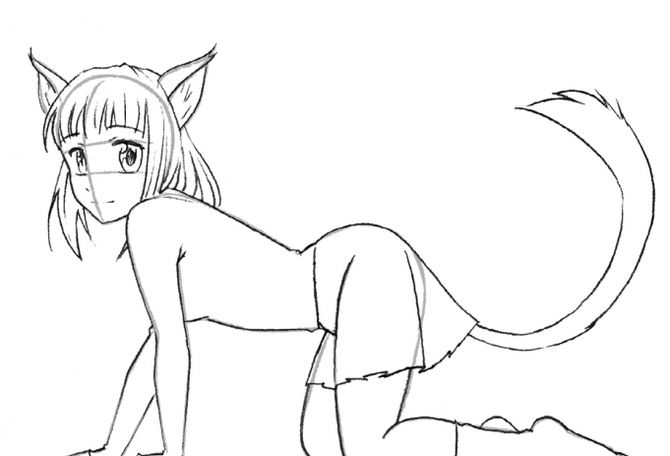 Как нарисовать девушку кошку аниме