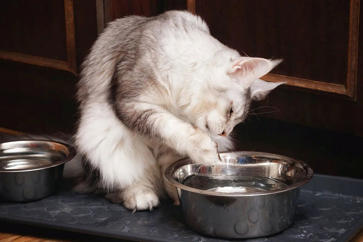 Как приучить кота пить с миски